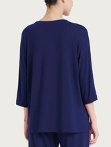 Maglietta tinta unita con manica 3/4 in Viscosa Summer  Blu Donna - Ragno