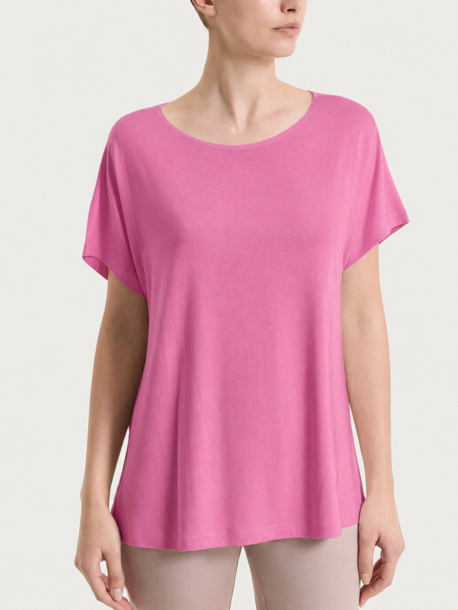 Maglietta girocollo tinta unita in Viscosa Summer  Rosa Donna - Ragno