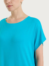 Maglietta girocollo tinta unita in Viscosa Summer  Azzurri Donna - Ragno