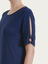 Abito con manica corta e dettagli in Viscosa Summer Blu Donna - Ragno