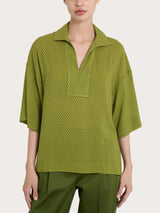 Blusa con colletto e hexagon pattern in Ecoseta  Donna - Ragno