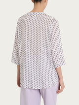 Blusa con scollo a V e tulips pattern in Ecoseta Grigi Donna - Ragno