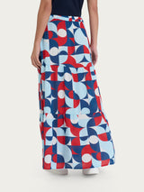 Gonna lunga con geometric pattern in Ecoseta Blu Donna - Ragno