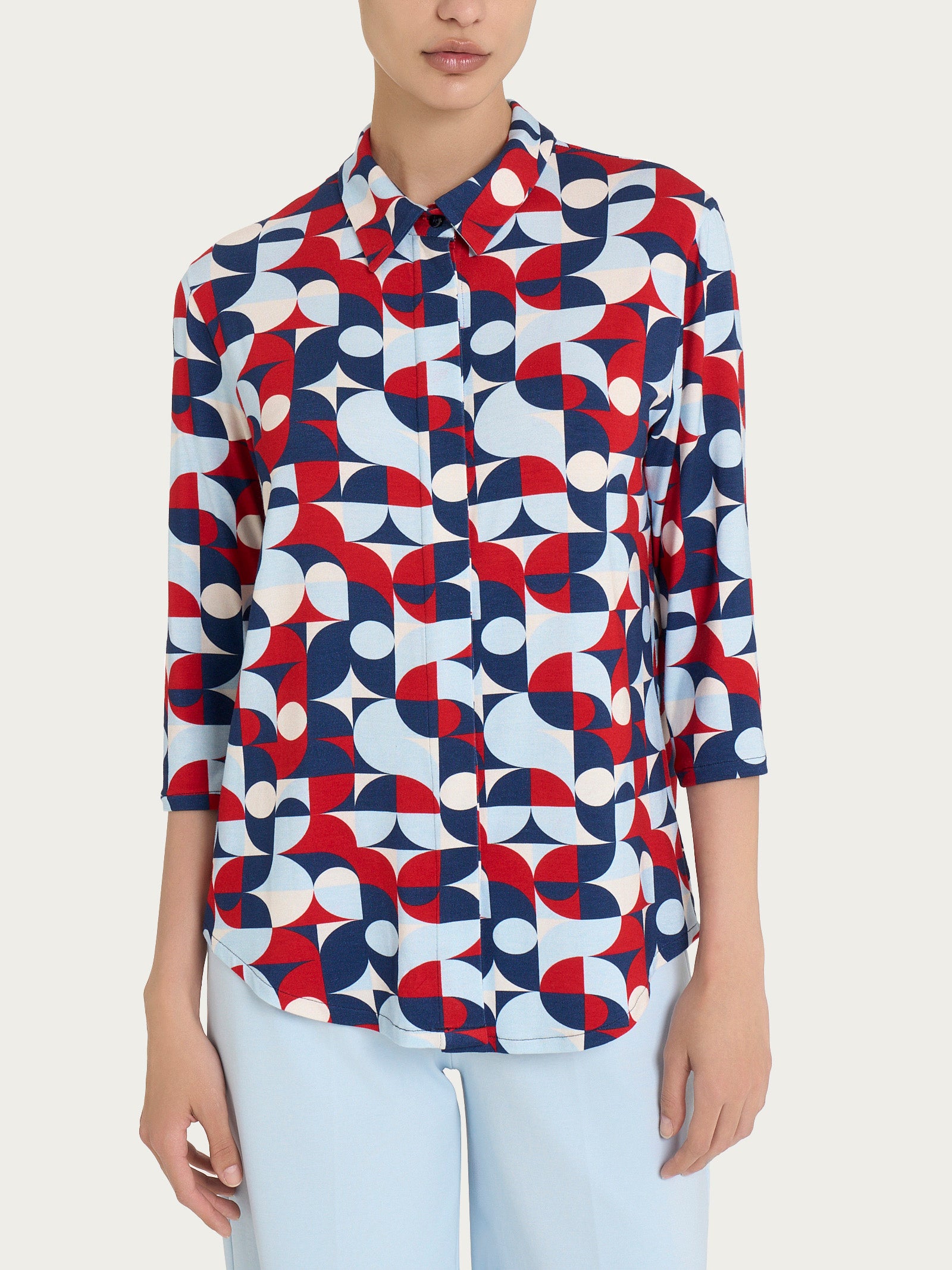 Camicia con geometric pattern in Viscosa Summer Azzurri Donna - Ragno