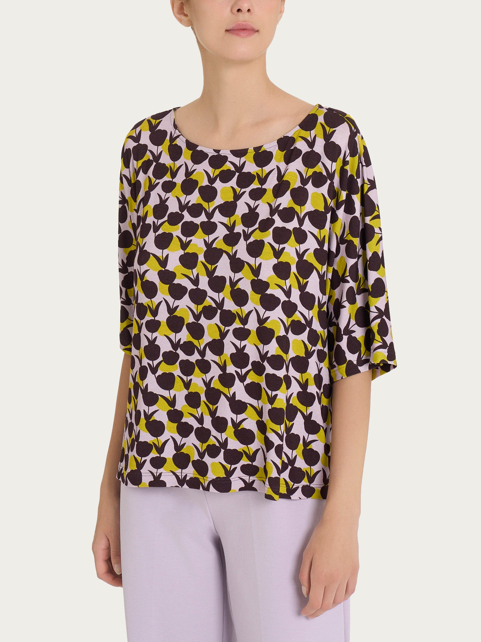 Blusa girocollo con tulips pattern in Viscosa Summer  Donna - Ragno