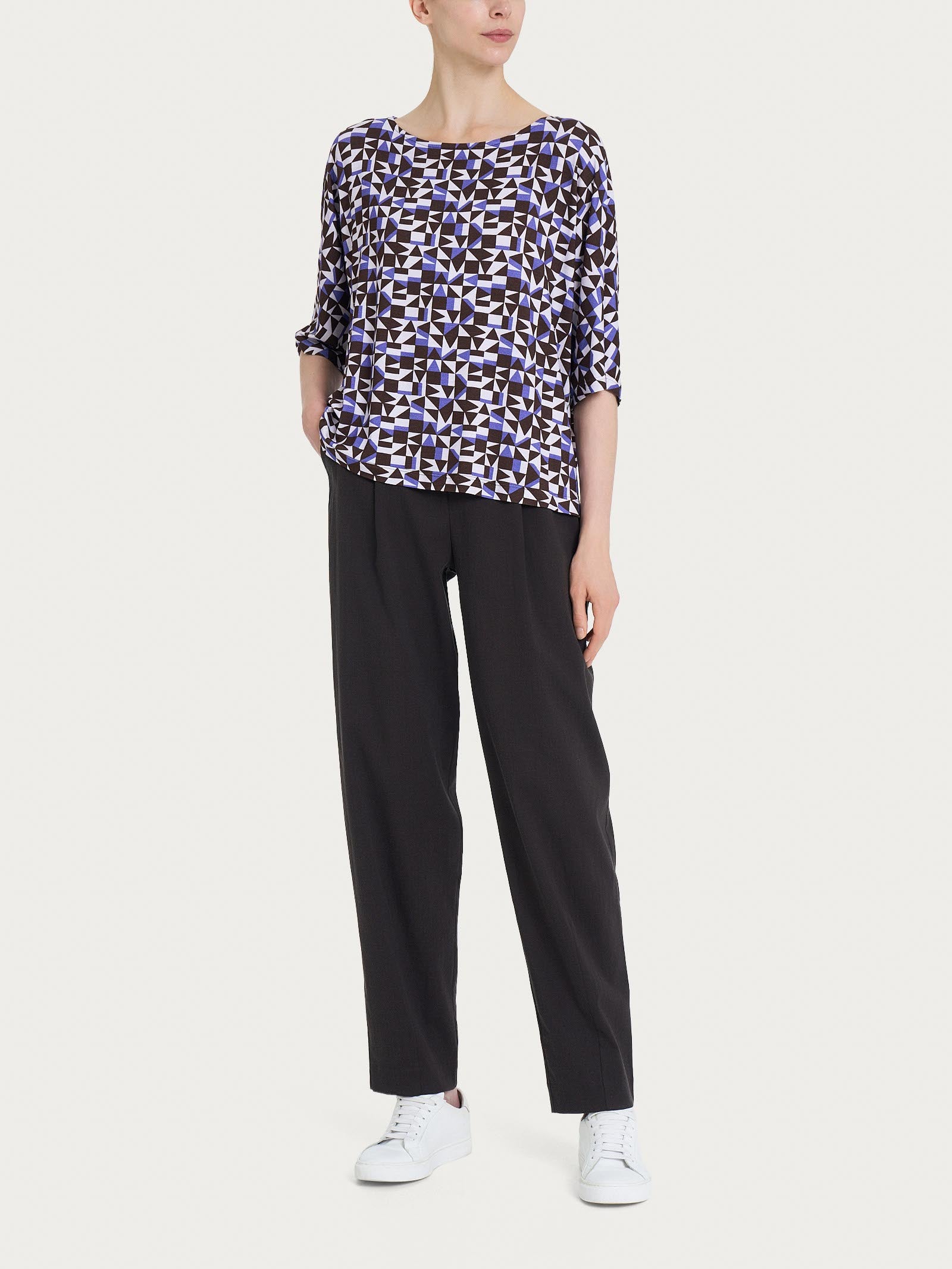 Maglia girocollo con geometric pattern in Viscosa Summer  Donna - Ragno
