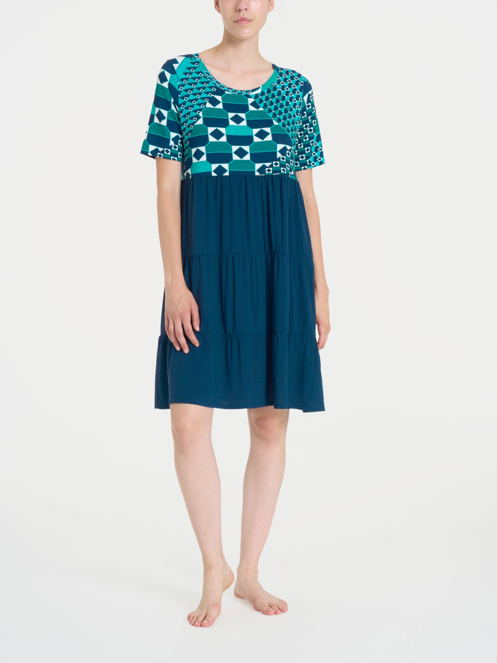 Vestito svasato a balze in misto viscosa Blu Donna - Ragno
