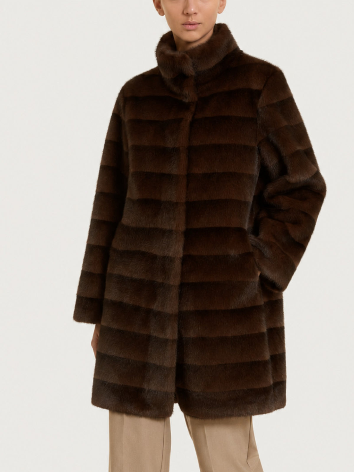 Fuzzy Coat Cappotto double-face  Marroni Donna - Ragno