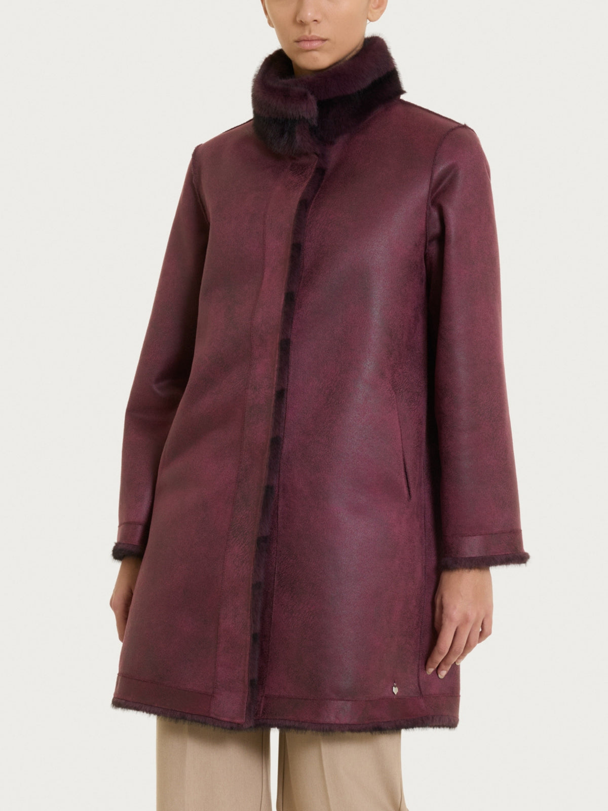 Fuzzy Coat Cappotto double-face  Viola Donna - Ragno