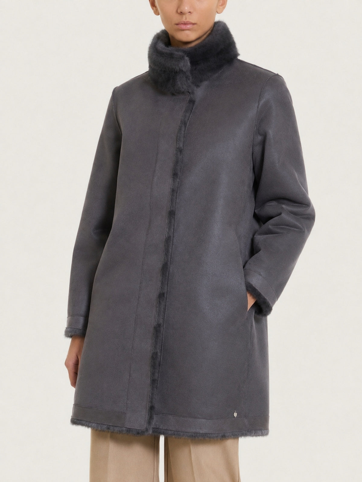 Fuzzy Coat Cappotto double-face  Grigi Donna - Ragno