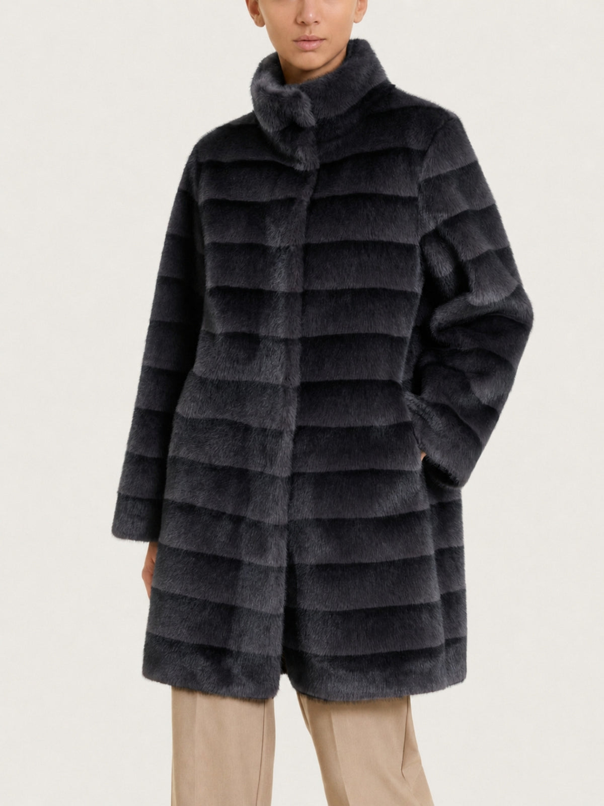 Fuzzy Coat Cappotto double-face  Grigi Donna - Ragno