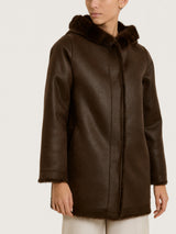 Fuzzy Coat Giaccone con cappuccio double-face Marroni Donna - Ragno