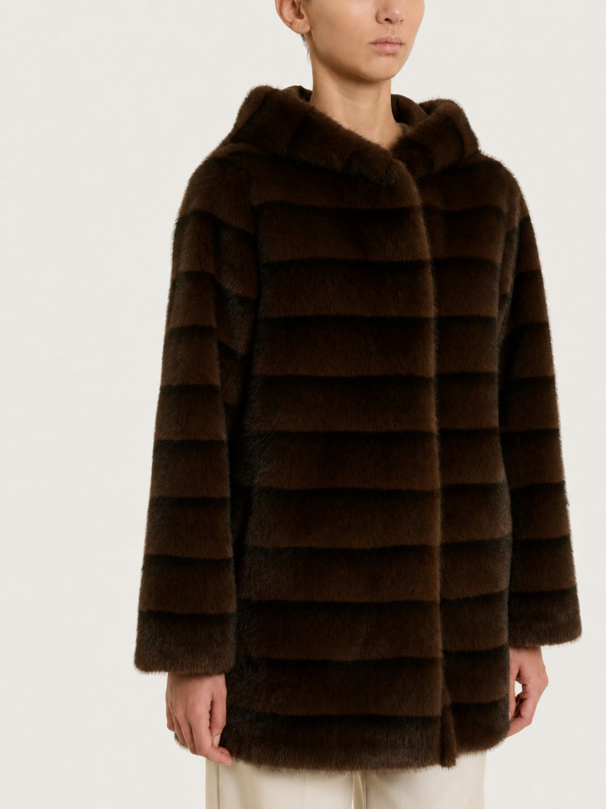 Fuzzy Coat Giaccone con cappuccio double-face Marroni Donna - Ragno