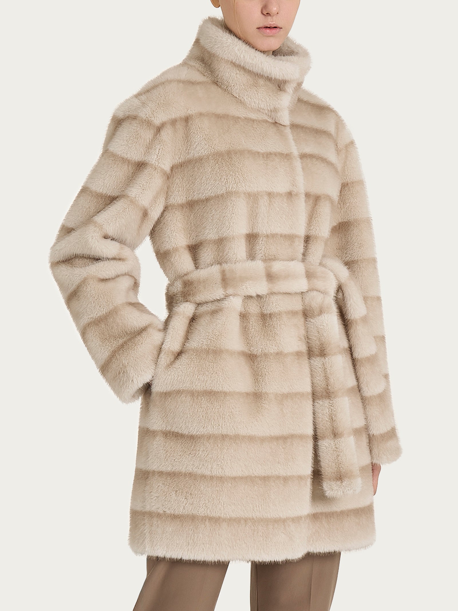 Cappotto con cintura double-face in Vegan Fur Bianchi Donna - Ragno