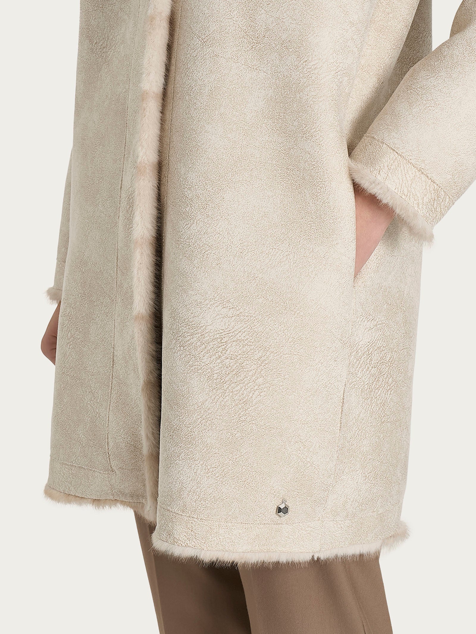 Cappotto con cintura double-face in Vegan Fur Bianchi Donna - Ragno