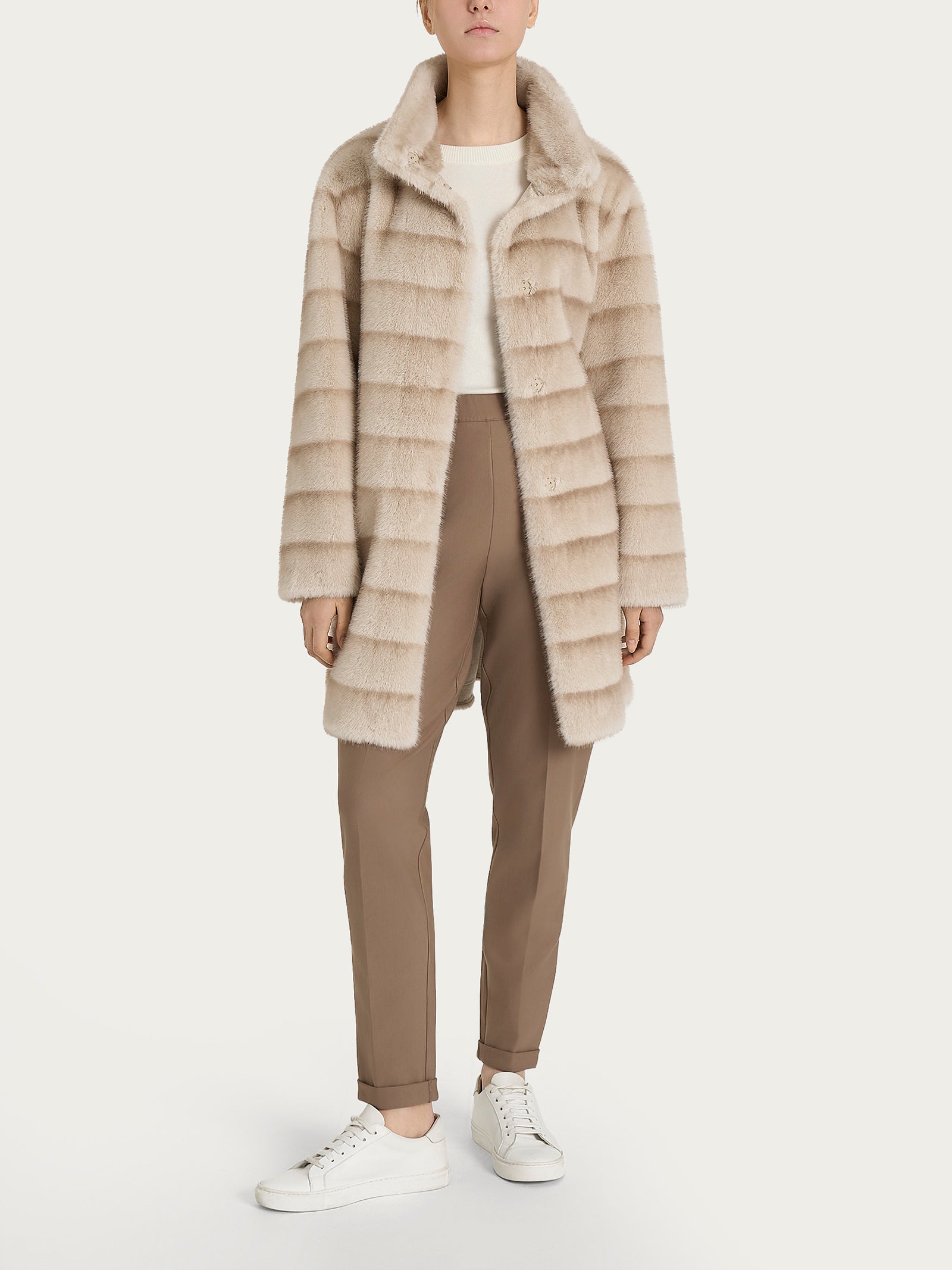 Cappotto con cintura double-face in Vegan Fur Bianchi Donna - Ragno