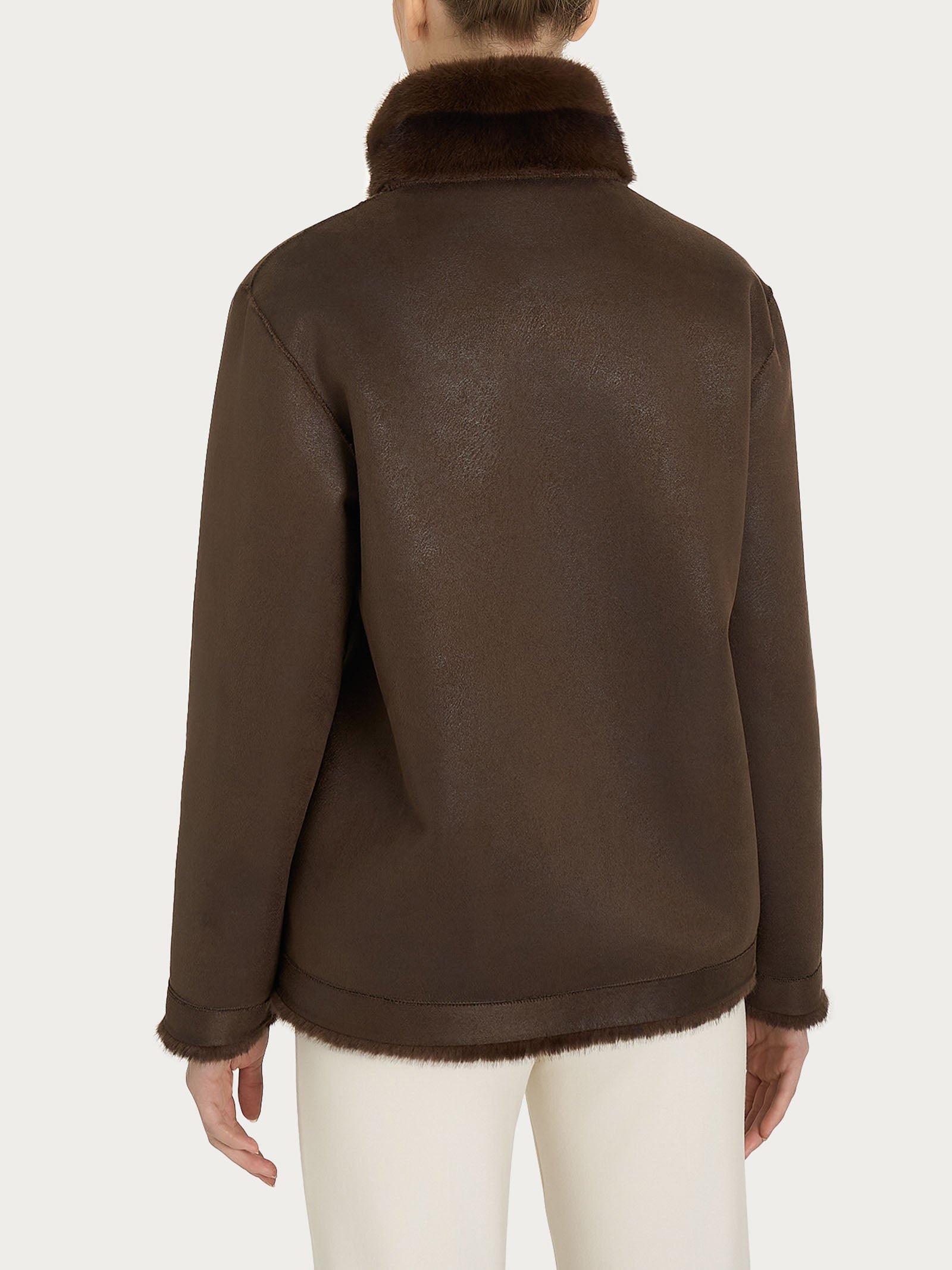 Giacca double-face in Vegan Fur Marroni Donna - Ragno