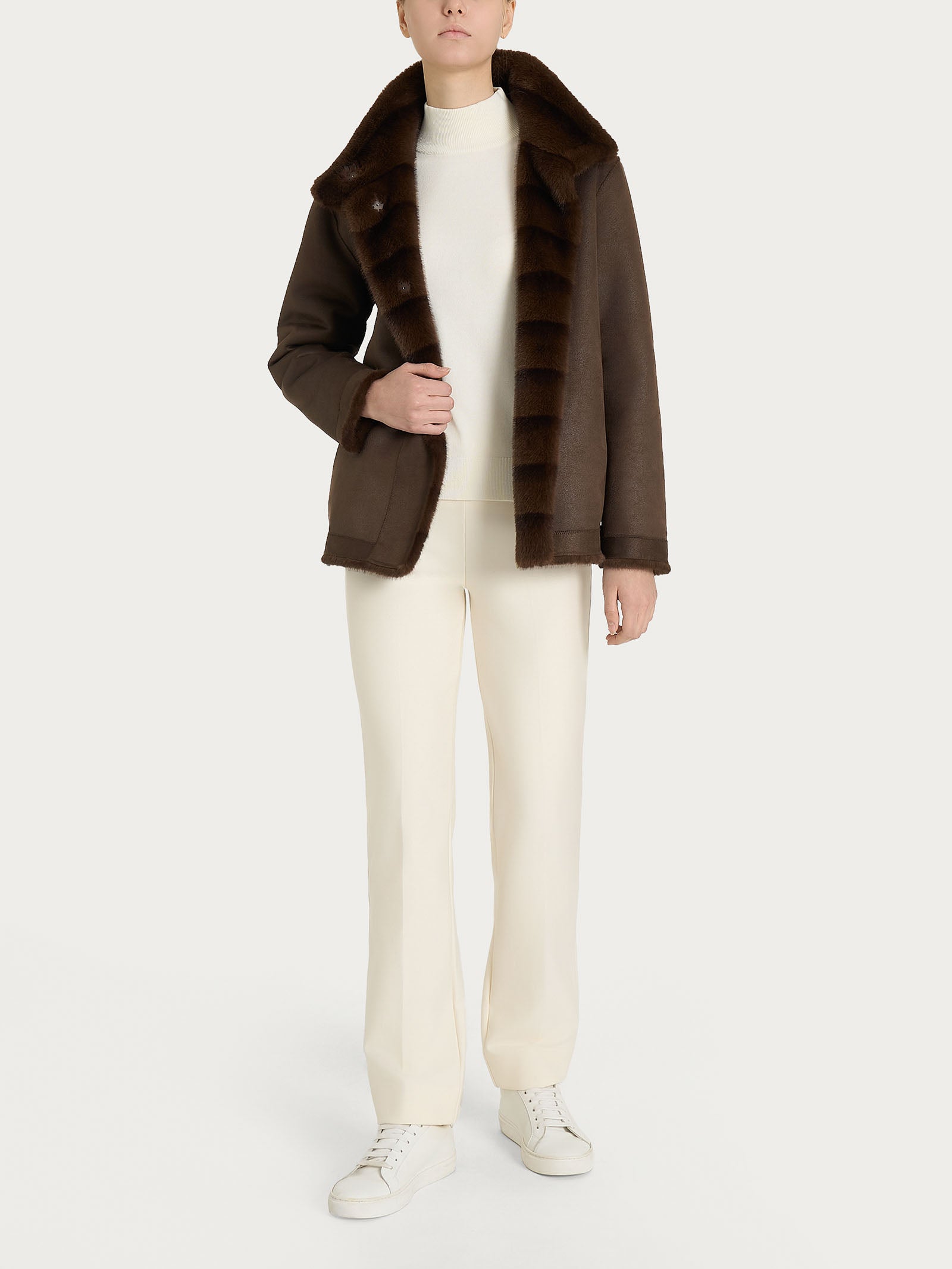 Giacca double-face in Vegan Fur Marroni Donna - Ragno