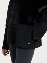 Giacca corta con collo alto double-face in Vegan Shearling  Neri Donna - Ragno