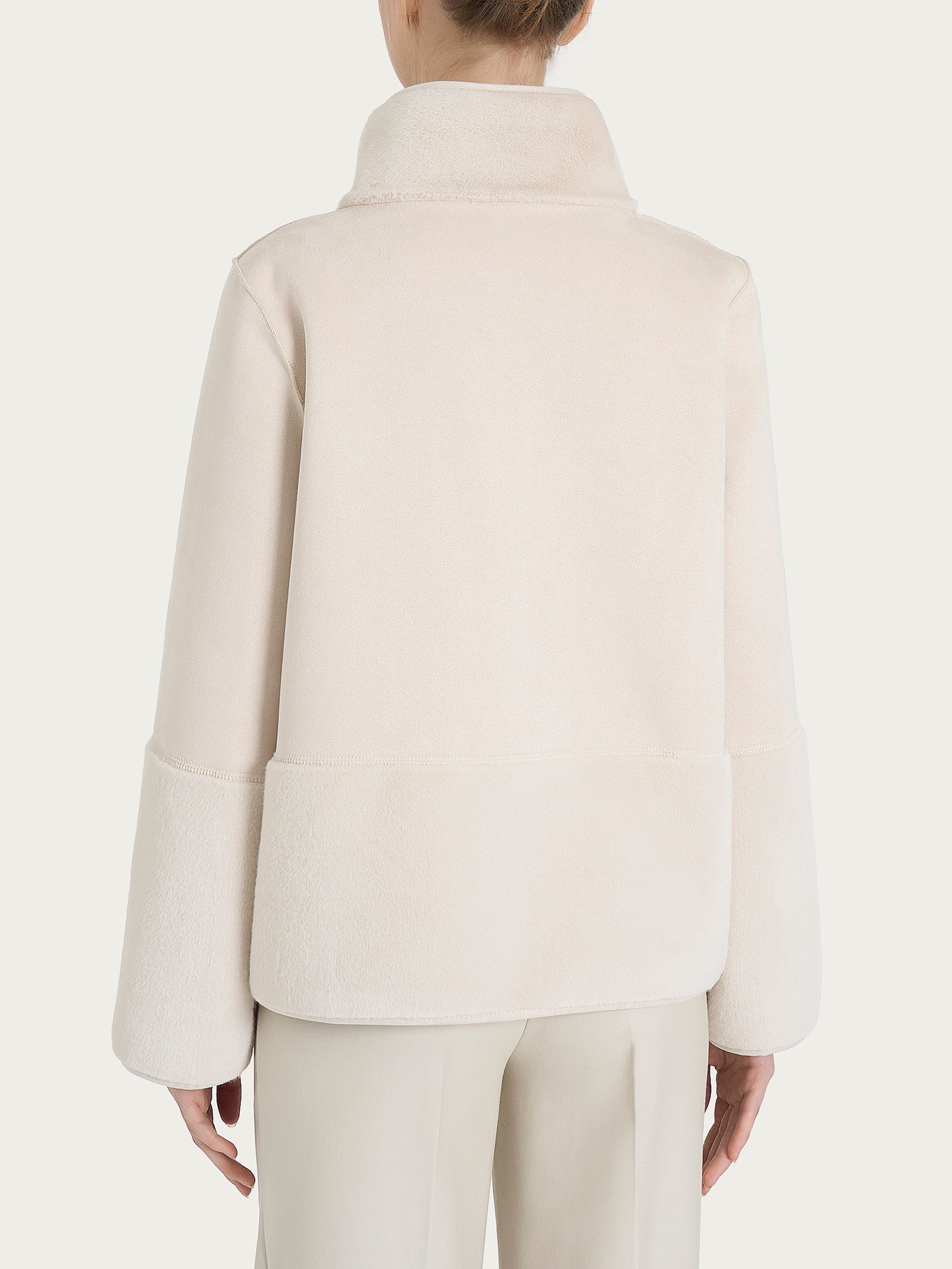 Giacca corta con collo alto double-face in Vegan Shearling  Bianchi Donna - Ragno