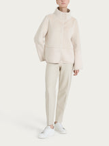Giacca corta con collo alto double-face in Vegan Shearling  Bianchi Donna - Ragno