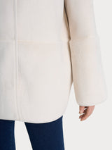 Giacca lunga con collo alto double-face in Vegan Shearling  Bianchi Donna - Ragno