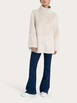 Giacca lunga con collo alto double-face in Vegan Shearling  Bianchi Donna - Ragno
