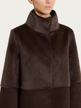 Fuzzy Coat Giacca lunga con collo alto double-face Marroni Donna - Ragno