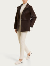 Fuzzy Coat Giacca lunga con collo alto double-face Marroni Donna - Ragno