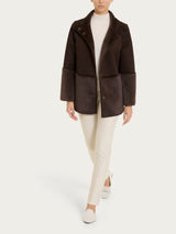 Fuzzy Coat Giacca lunga con collo alto double-face Marroni Donna - Ragno
