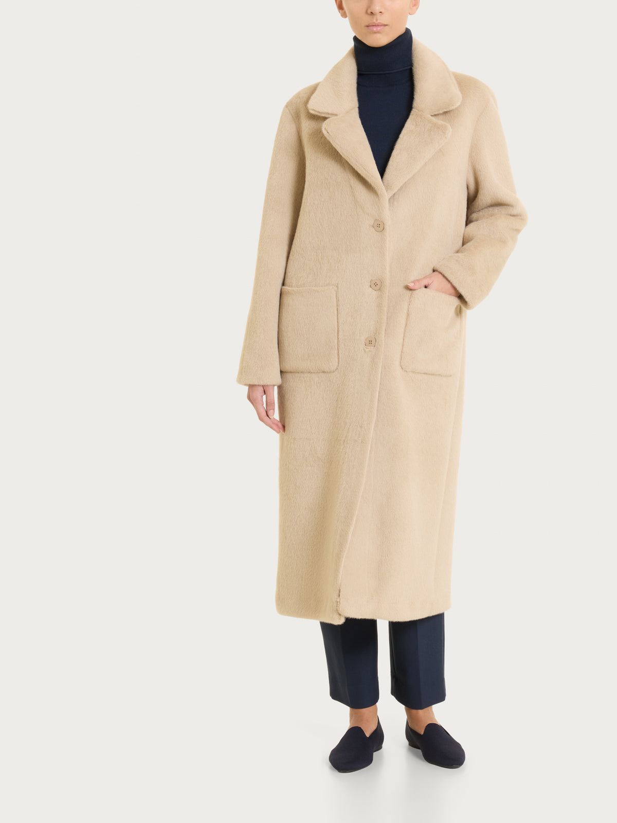 Fuzzy Coat Cappotto lungo con revers double-face Marroni Donna - Ragno