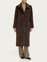 Fuzzy Coat Cappotto lungo con revers double-face Marroni Donna - Ragno