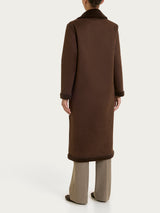 Fuzzy Coat Cappotto lungo con revers double-face Marroni Donna - Ragno
