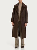 Fuzzy Coat Cappotto lungo con revers double-face Marroni Donna - Ragno