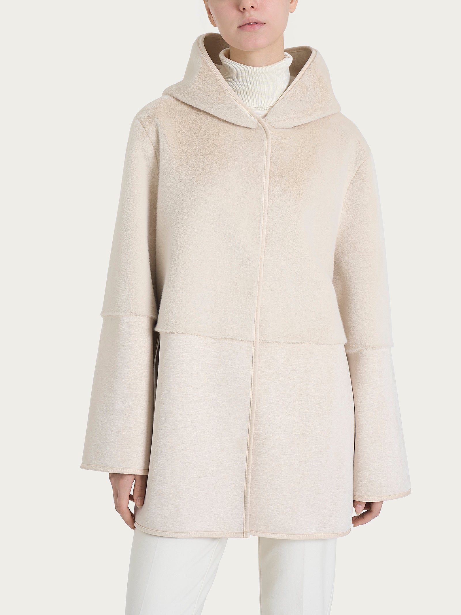 Giacca con cappuccio double-face in Vegan Shearling  Bianchi Donna - Ragno