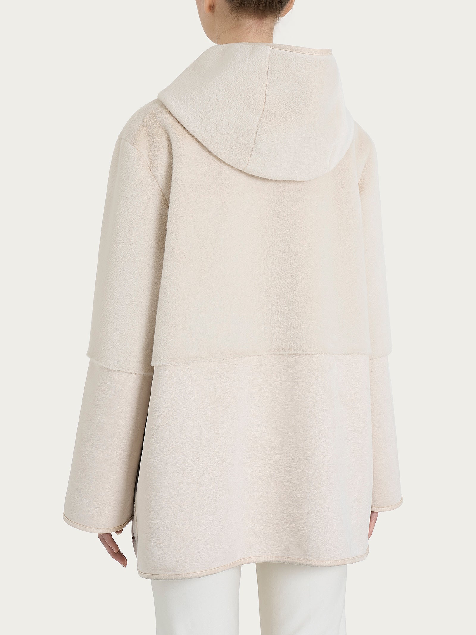Giacca con cappuccio double-face in Vegan Shearling  Bianchi Donna - Ragno