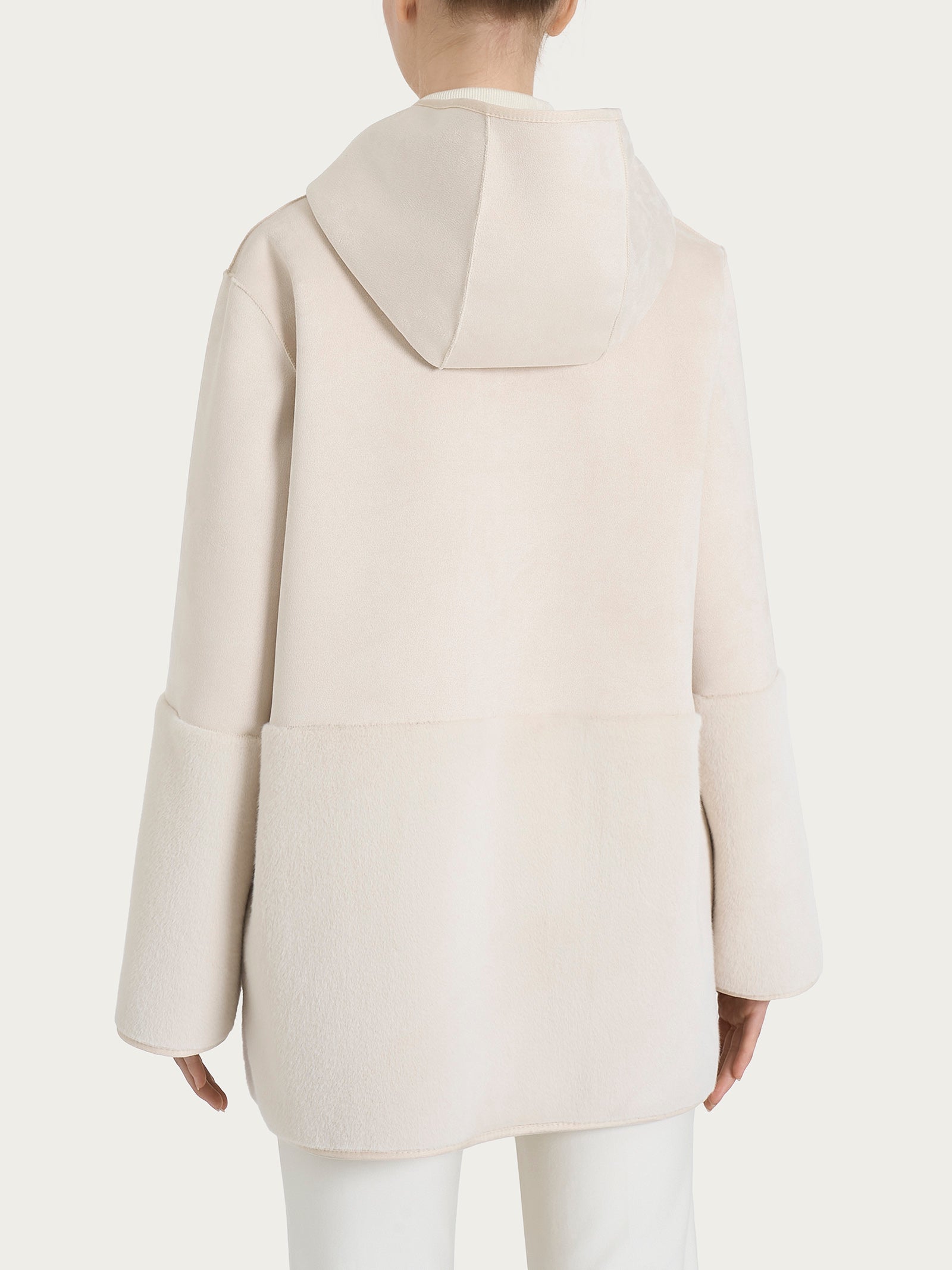 Giacca con cappuccio double-face in Vegan Shearling  Bianchi Donna - Ragno
