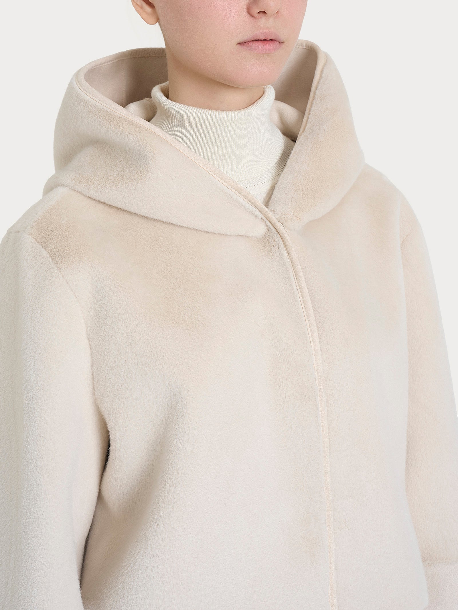 Giacca con cappuccio double-face in Vegan Shearling  Bianchi Donna - Ragno