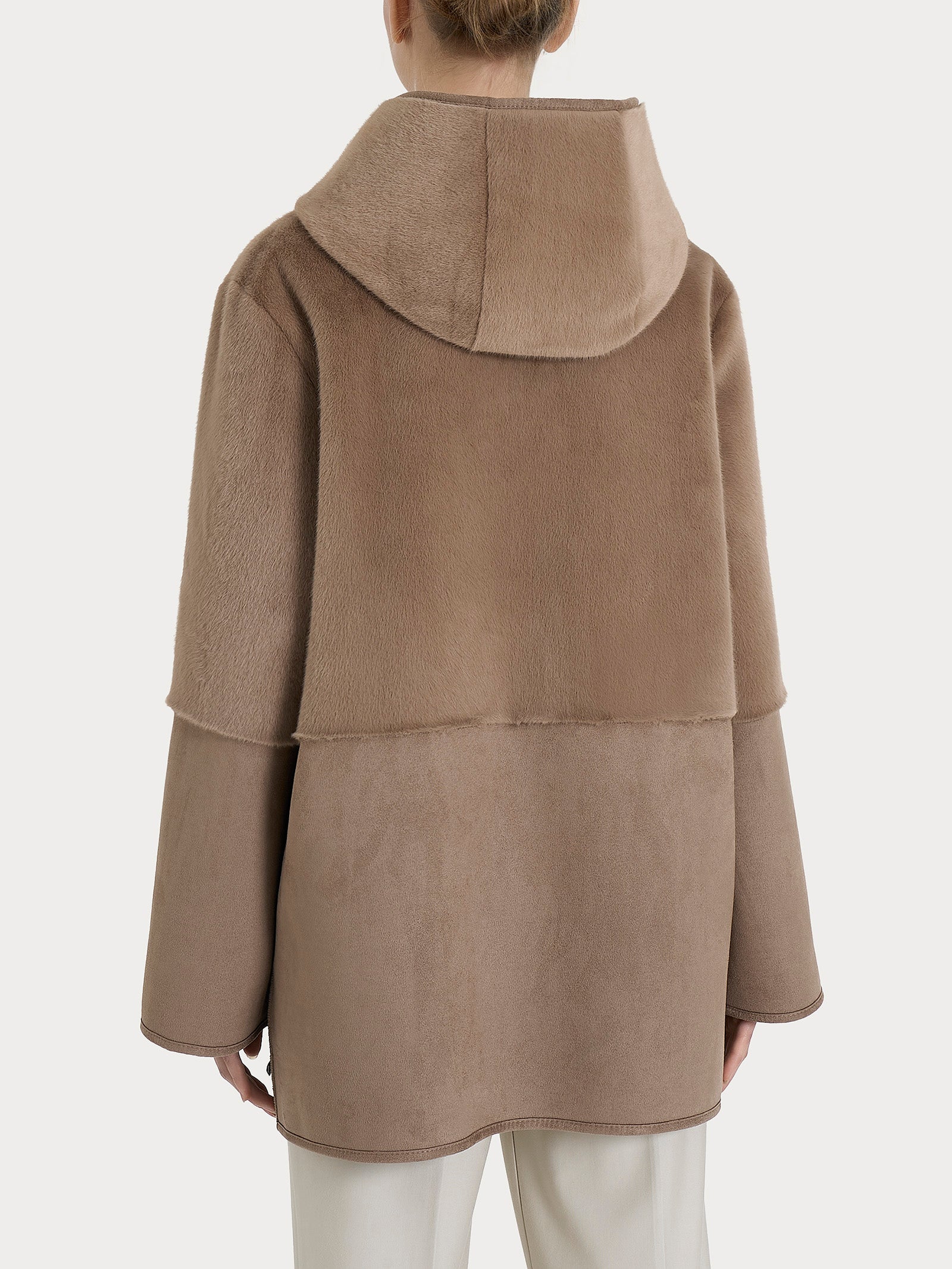 Giacca con cappuccio double-face in Vegan Shearling  Marroni Donna - Ragno