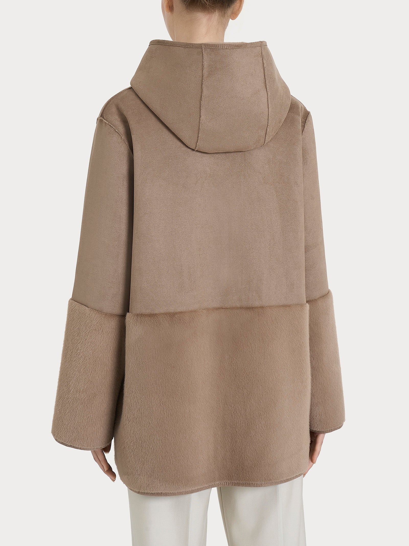 Giacca con cappuccio double-face in Vegan Shearling  Marroni Donna - Ragno