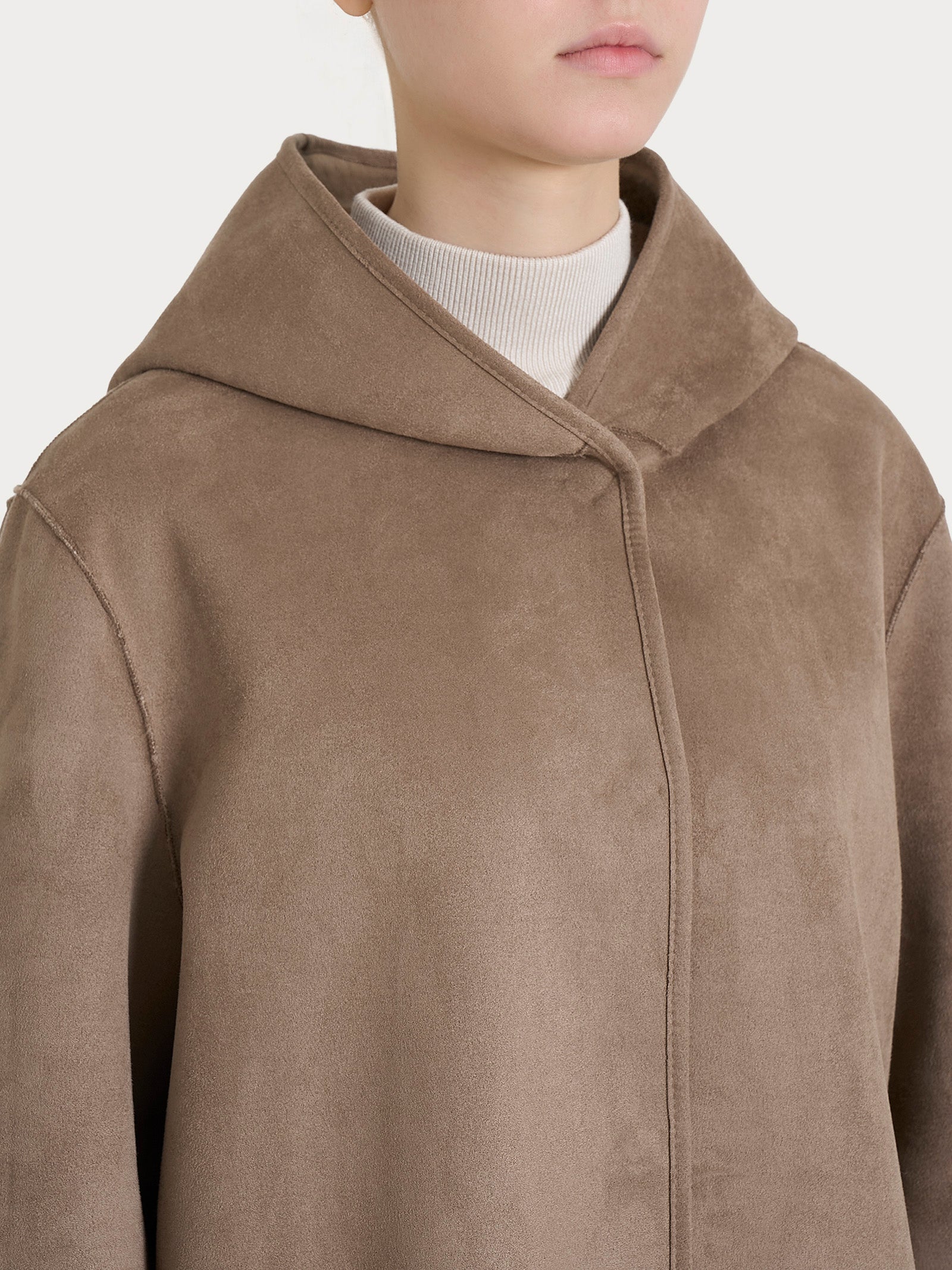 Giacca con cappuccio double-face in Vegan Shearling  Marroni Donna - Ragno