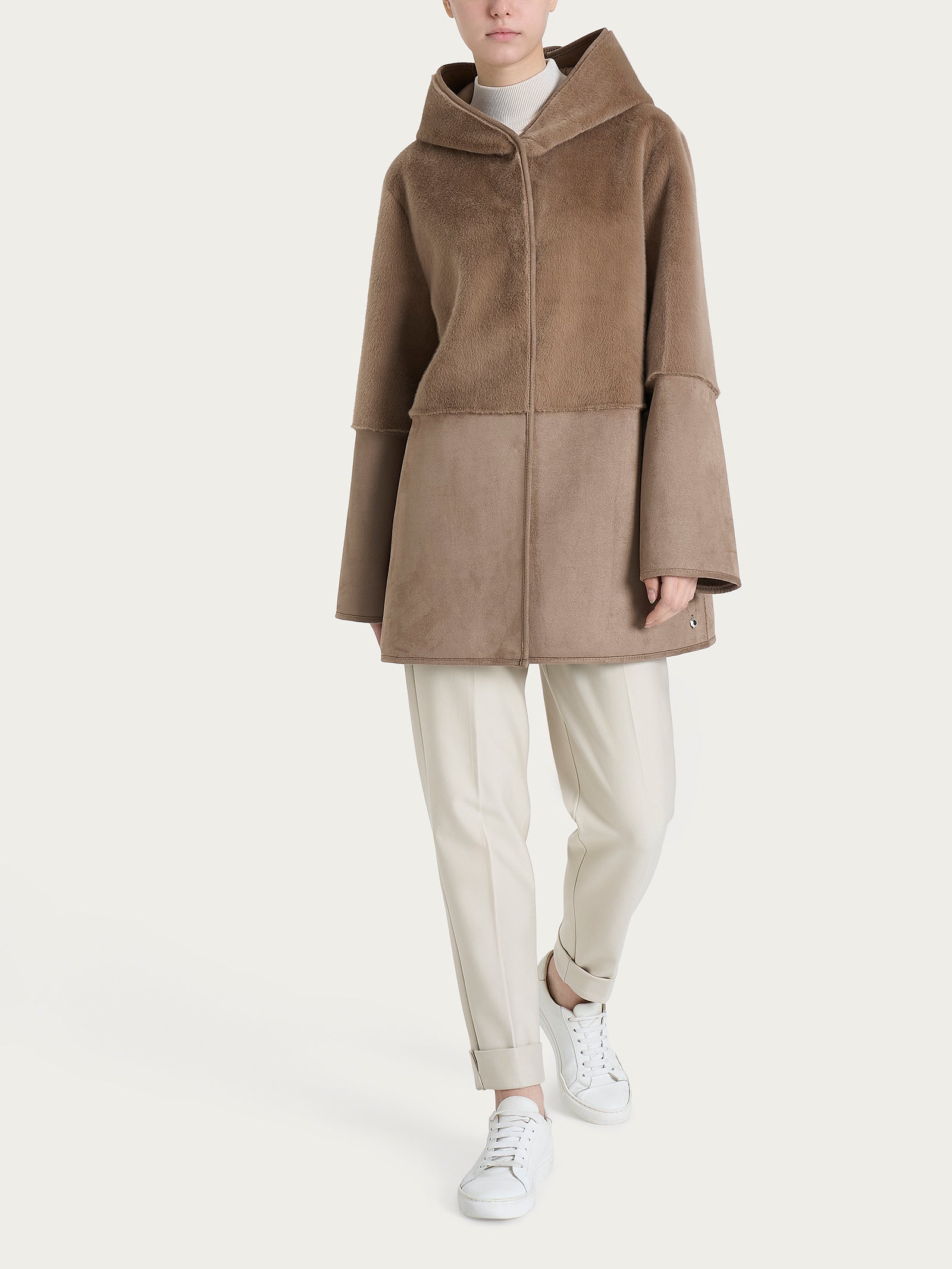 Giacca con cappuccio double-face in Vegan Shearling  Marroni Donna - Ragno