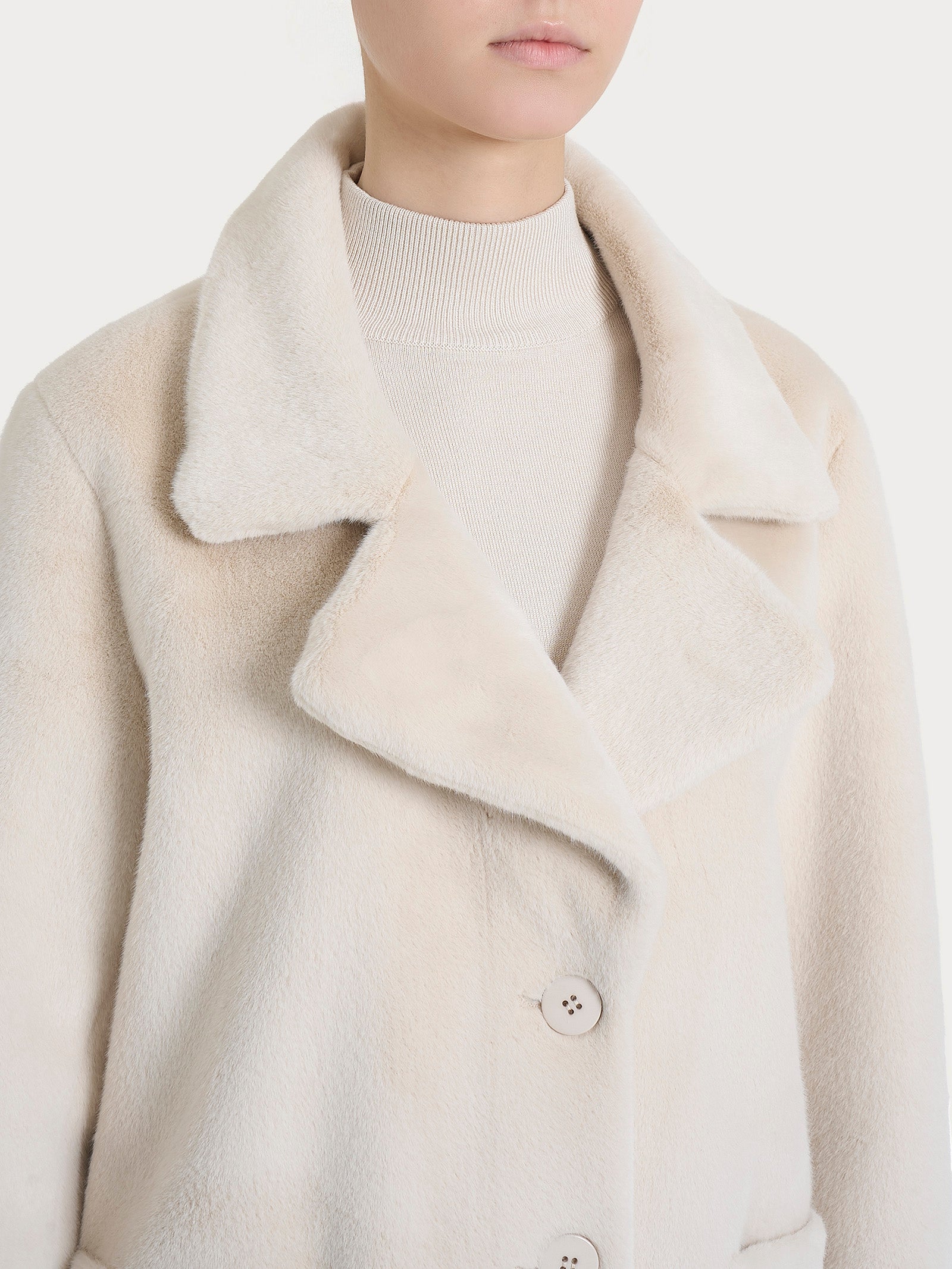 Cappotto corto con revers double-face in Vegan Shearling Bianchi Donna - Ragno