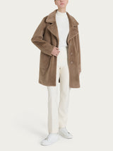 Cappotto corto con revers double-face in Vegan Shearling Marroni Donna - Ragno