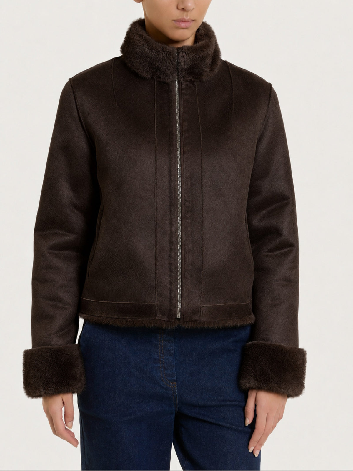 Fuzzy Coat Giacca con zip double-face Marroni Donna - Ragno