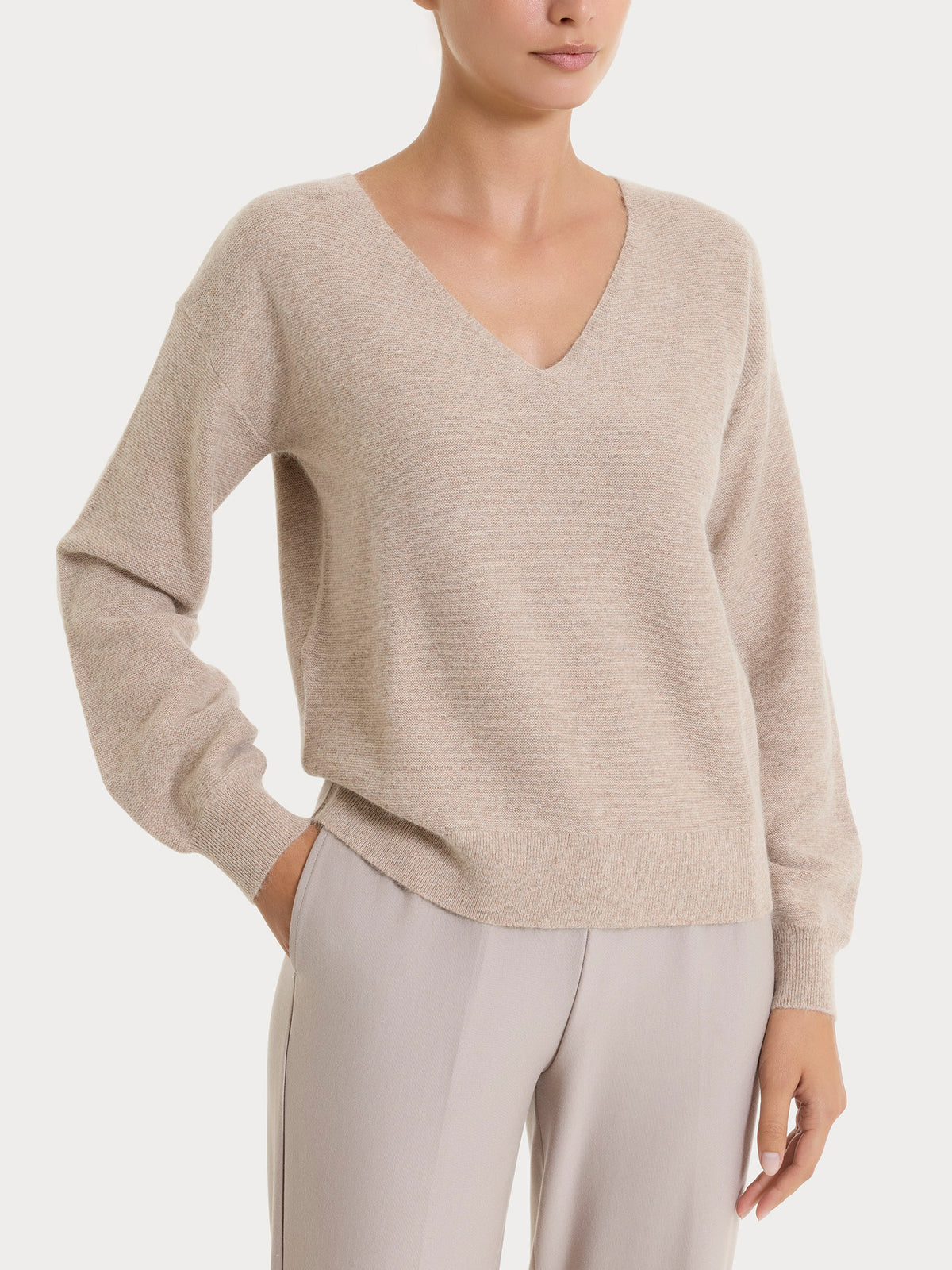Maglia Punto Links con scollo a V in misto Lana e Angora Grigi Donna - Ragno