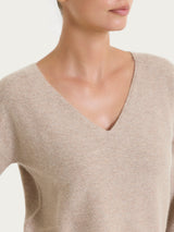 Maglia Punto Links con scollo a V in misto Lana e Angora Grigi Donna - Ragno