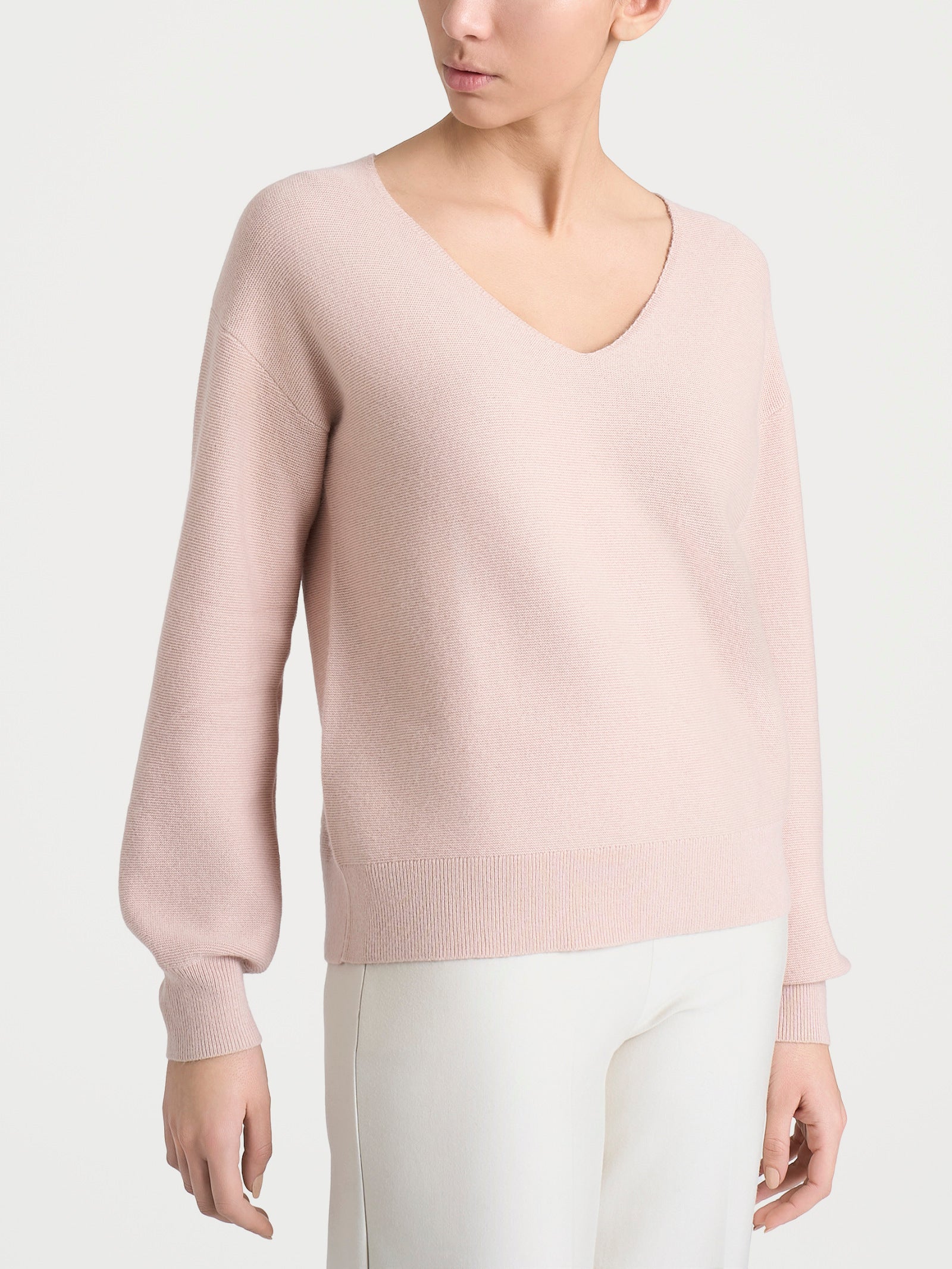 Maglia Punto Links con scollo a V in Natural Soft Rosa Donna - Ragno