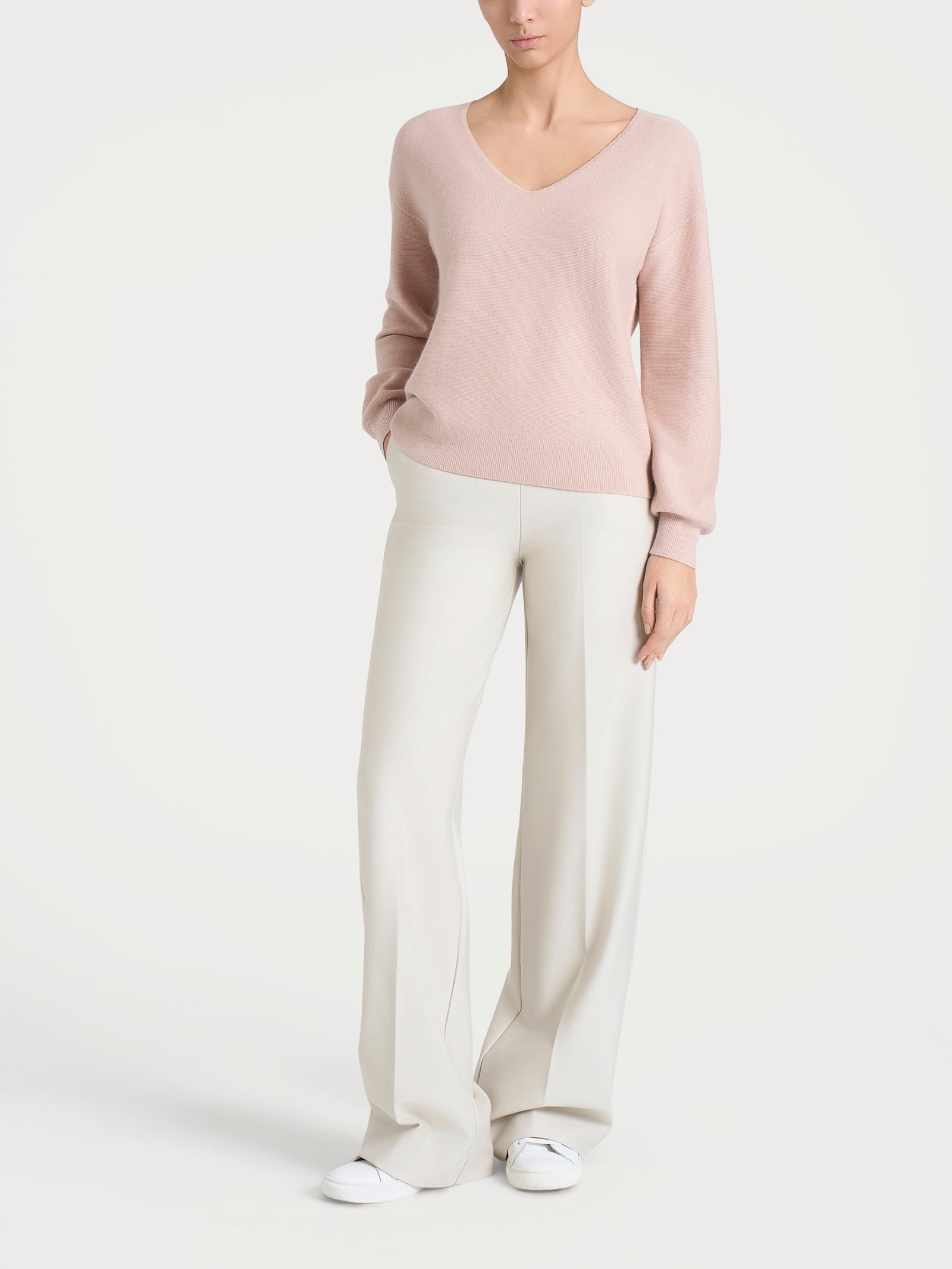 Maglia Punto Links con scollo a V in Natural Soft Rosa Donna - Ragno