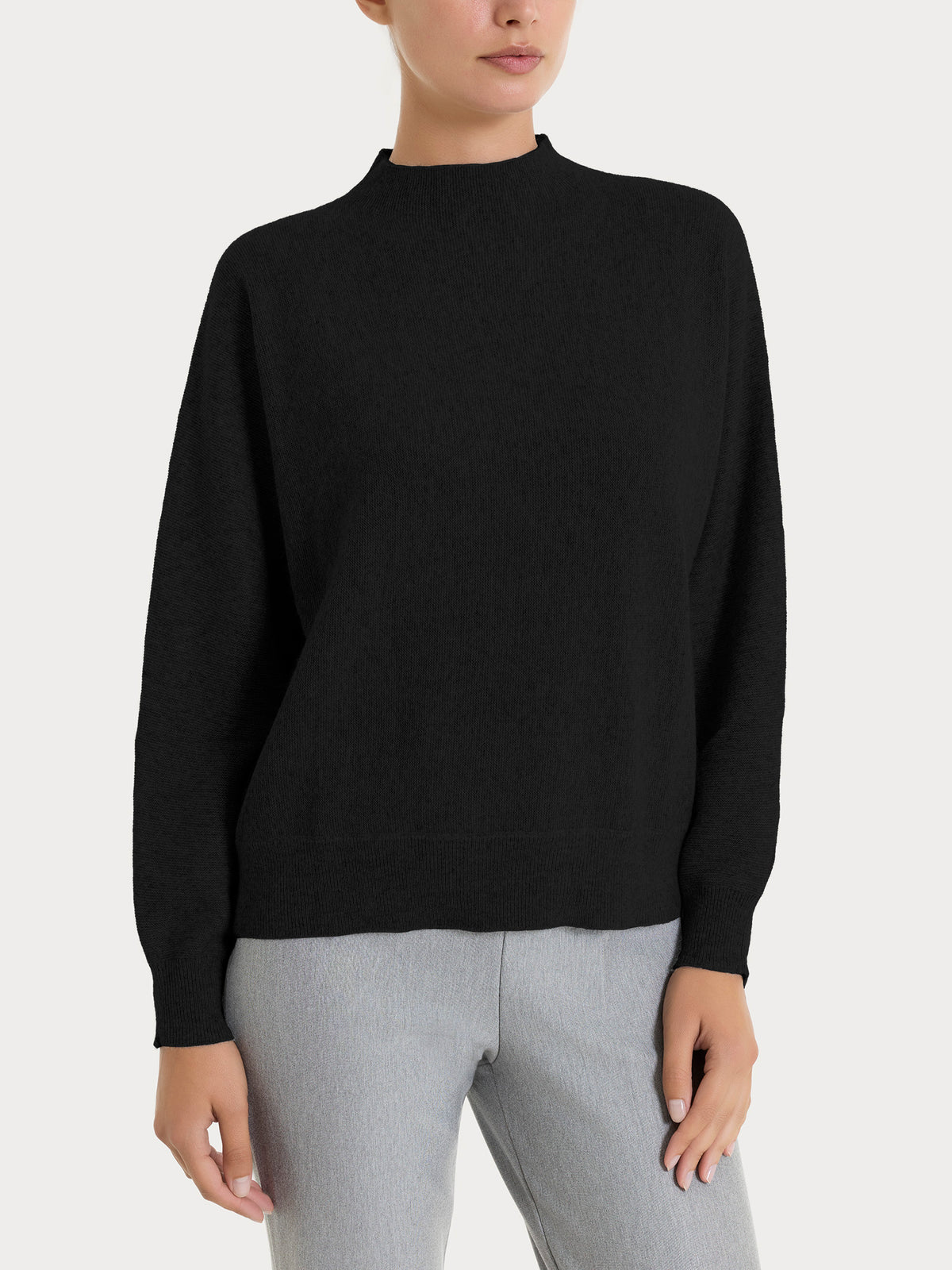 Lupetto Punto Links in misto Lana e Angora Neri Donna - Ragno